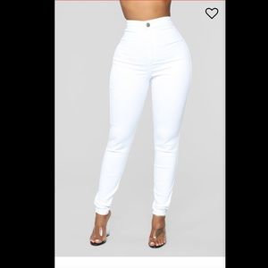 Fashion Nova White Ultra High Waist Skinny Jeans